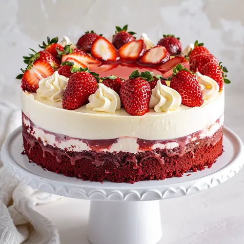 red velvet strawberry cheesecake
